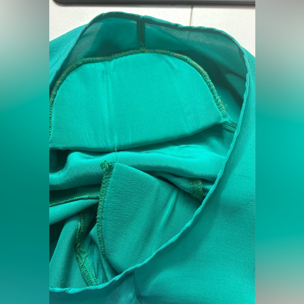 Balenciaga Paris 100% Silk Blouse Teal Green | Luxury Designer Top | Size S - Picture 5 of 7